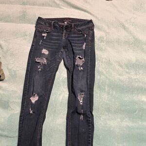 Maurices Dark Blue Distressed Skinny Jeans